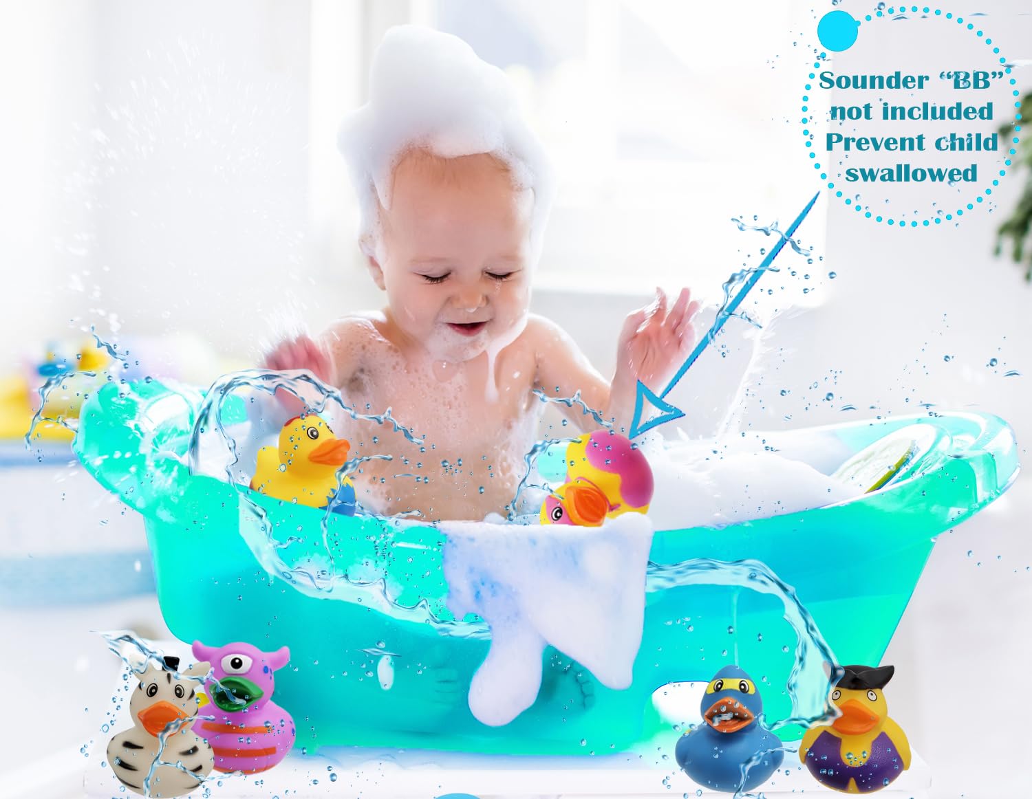 Assortment Rubber Duck Toy Duckies for Kids, Bath Birthday Gifts Baby Showers Classroom Incentives, Summer Beach and Pool Activity, 2" (20-Pack) - Image 4