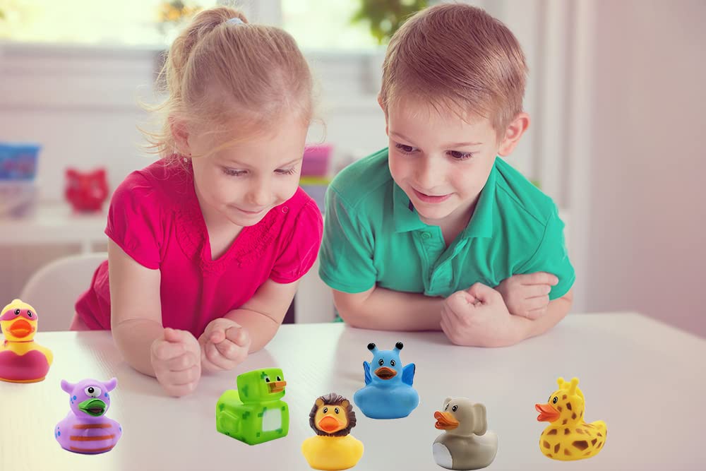 Assortment Rubber Duck Toy Duckies for Kids, Bath Birthday Gifts Baby Showers Classroom Incentives, Summer Beach and Pool Activity, 2" (20-Pack) - Image 6