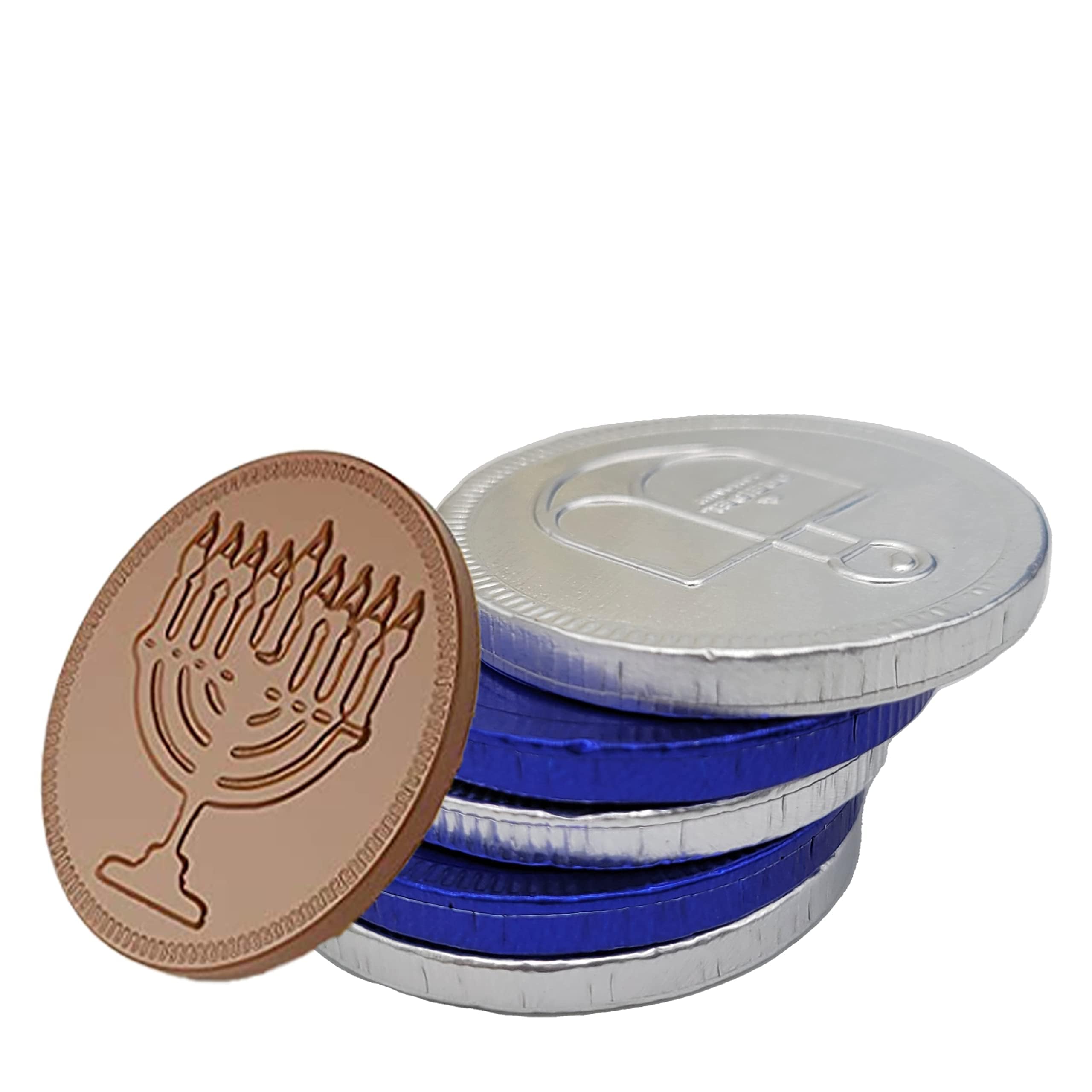 The Dreidel Company 10 Mesh Bags Original Hanukkah Chocolate Gelt Blue & Silver Coins in Mesh Bags, Made with Premium Belgian Milk Chocolate, Gluten Free, Non-GMO, Kosher Certified Dairy - Image 3