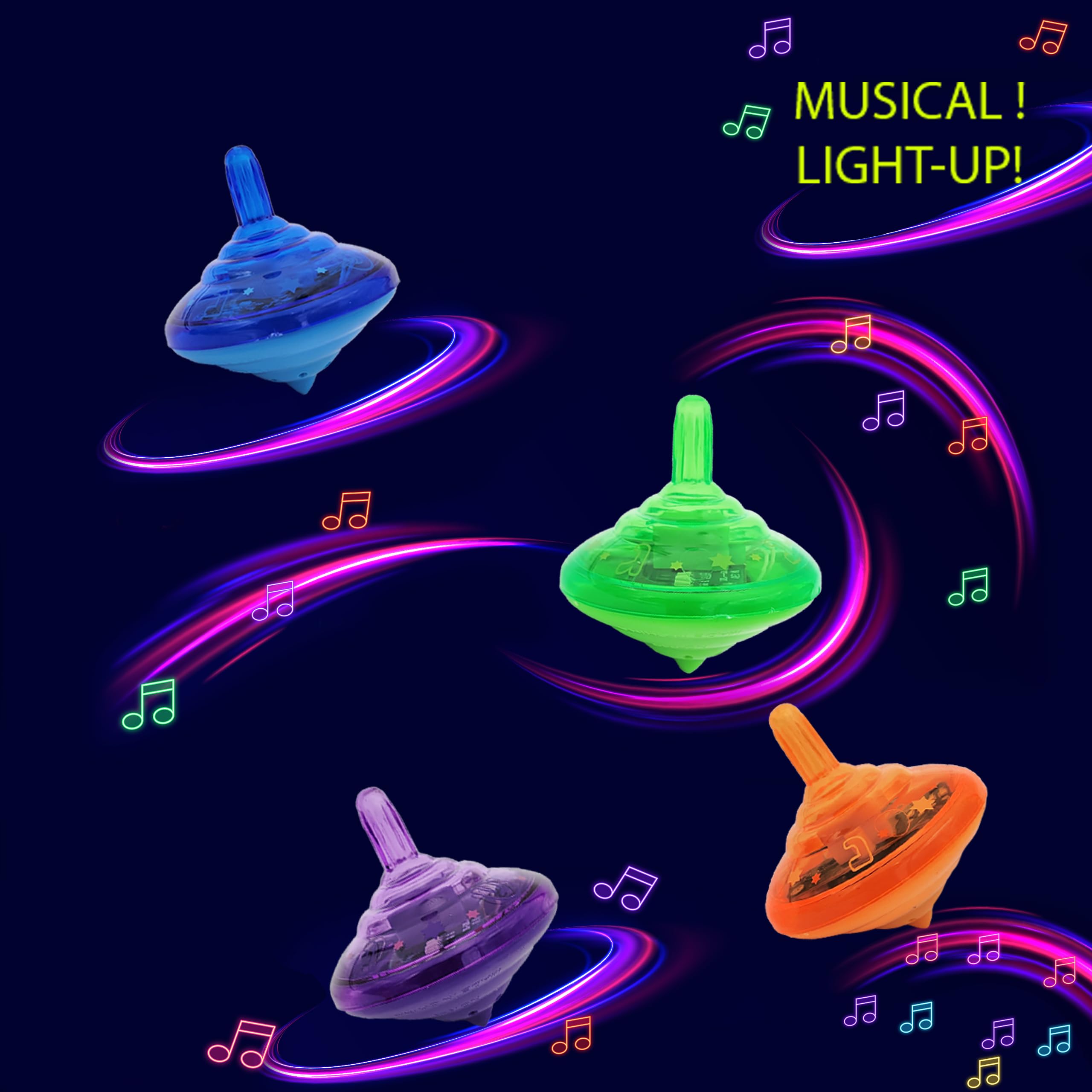 The Dreidel Company Four Hanukkah Musical Light-Up Dreidel Spinning Tops Set, Plays 2 Classic Hanukkah Songs, Assorted Colors (4-Pack) - Image 8