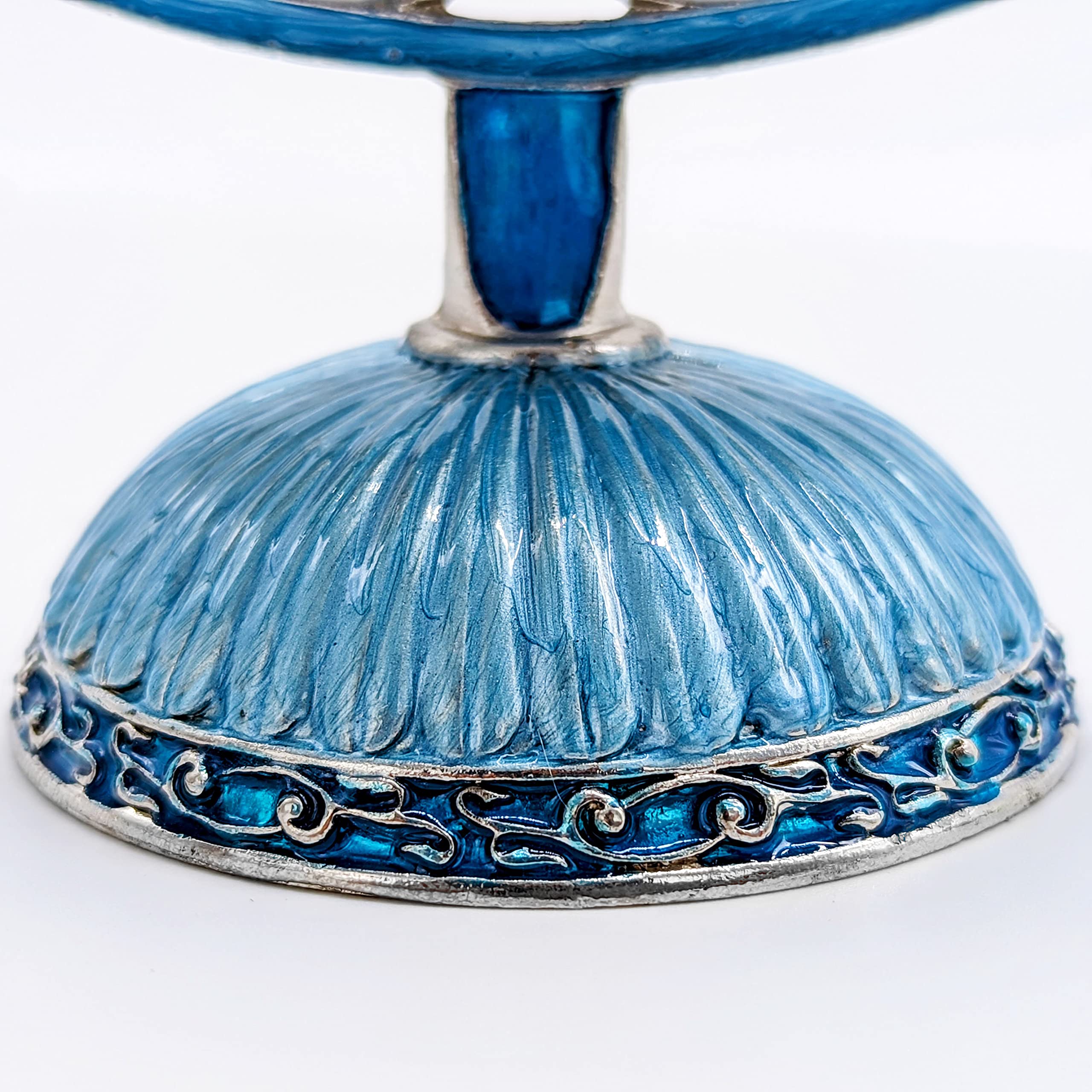 The Dreidel Company Hanukkah Menorah Hand Painted Enamel Star, of David 7 Inches Tall Enameled Metal Menorah - Image 4