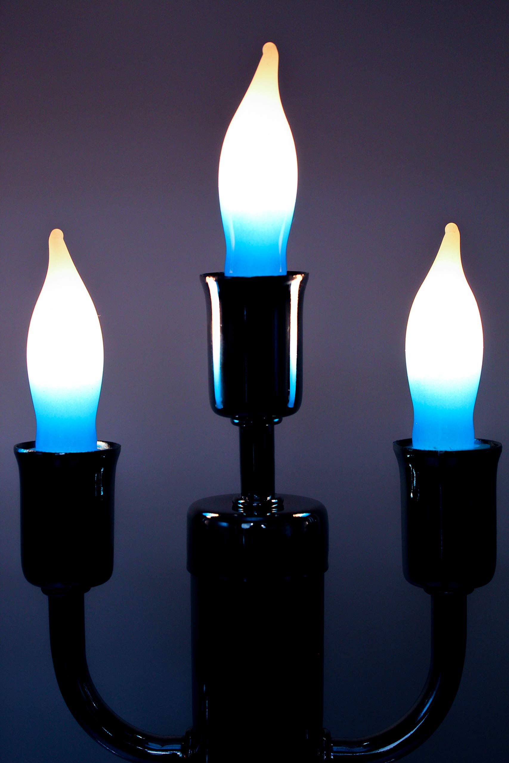 The Dreidel Company Menorah Bulbs, 9 Blue & White Electric Menorah Flame Shaped Replacement Bulbs, 4 watts - Image 3